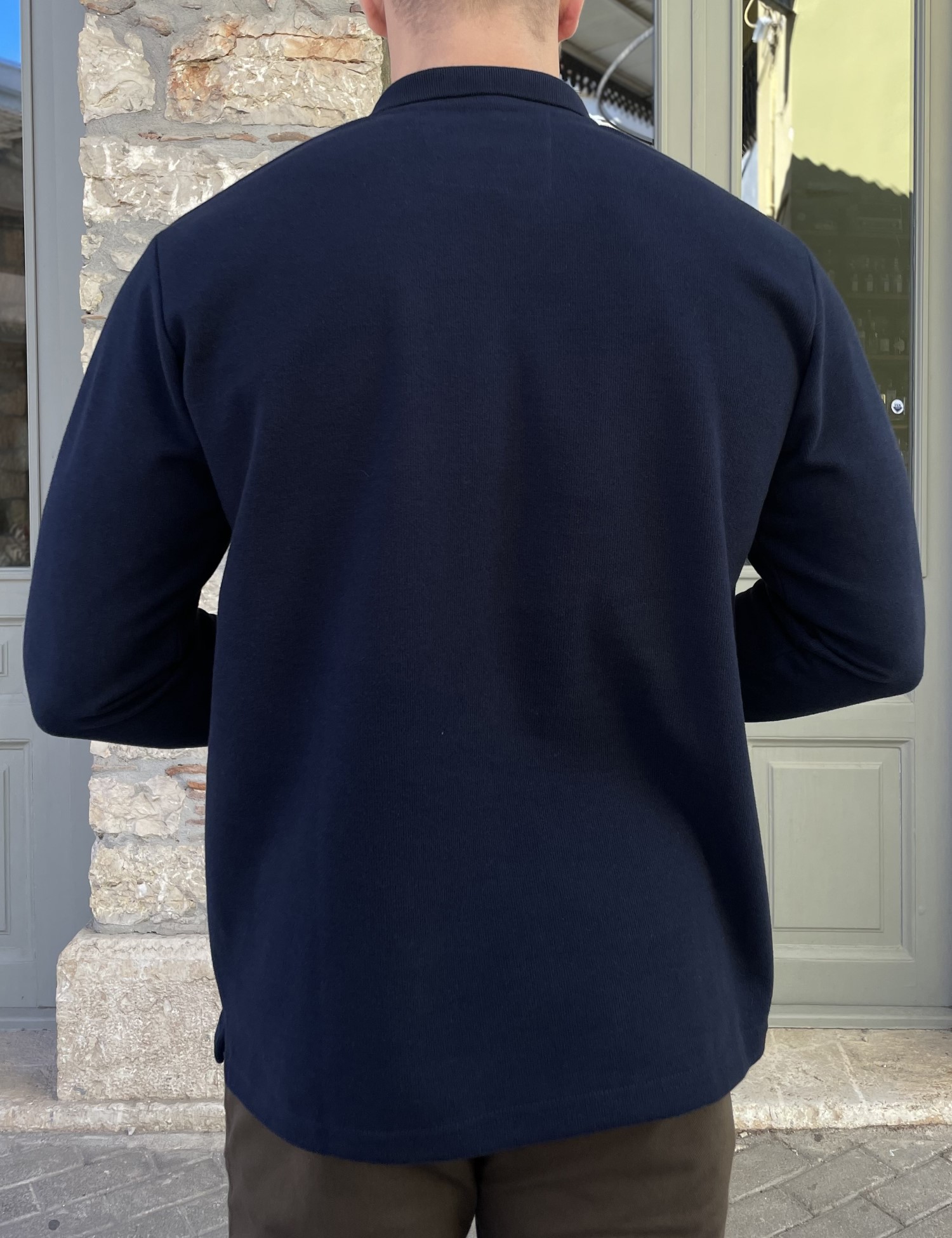 Everbest Ανδρική μπλε navy Polo μακρυμάνικη μπλούζα Plus size 261032N φωτογραφία